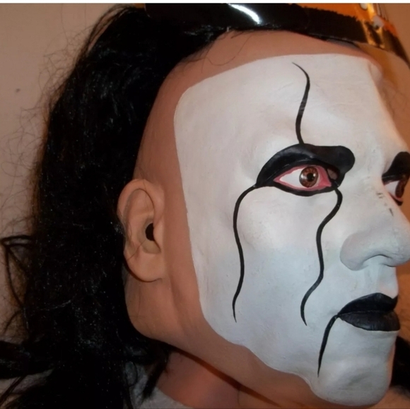 Vtg NEW UNWORN 1999 WCW WRESTLING STING WHITE FACE HALLOWEEN MASK - Picture 3 of 6